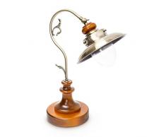 Relaxdays Lampada da Scrivania in Stile Steampunk Futuristica in Legno e Ottone E27, 40 W, 30 x 23.5 x 51 cm