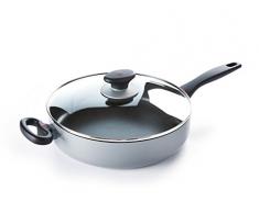 OXO Softworks Antiaderente Padella con Coperchio e 2Â Manici Helper, Nero, 28Â cm