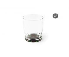 Excelsa Afrika Foglie Set 6 Bicchieri Acqua con Fondo Decorato, Vetro