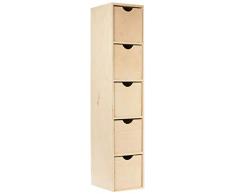 Zeller 13195 - Cassettiera con 5 cassetti in legno di betulla, 21 x 16 x 86 cm