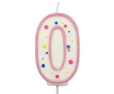 PME CA080 Candela Numero 0, Cera, Rosa, 4 x 1 x 6.3 cm