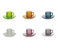 Villa DEste Home Tivoli 2193929 Diamond Set 6 tazzina Caffe Ass c/piattini, Vetro