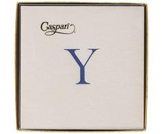 Caspari Navy Iniziale y Paper Linen Cocktail tovaglioli, Bianco Perla, Confezione da 30