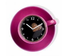 FLEXISTYLE Orologio da Parete da Cucina LA TAZZINA, Tazza Rosa per Il caffÃ¨, Design Moderno, plexiglass, Made in EU, Silenzioso 30 cm