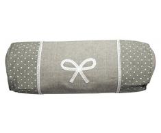 Soleil docre Cuscino cilindrico in Cotone Ricamato Emilie Tortora