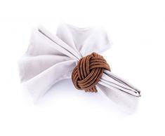 LegendArte Portatovaglioli Fatti a Mano Weaving Brown - Set di 4 Pezzi