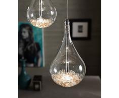 Stones Perle 1 Sfera Lampada a Sospensione 35 W, Trasparente, Oro Rosa, Cromo, 12x12x136 cm