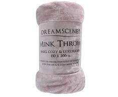 Dreamscene Finta Pelliccia di Visone Coperta copridivano Divano Letto Morbido Caldo in Pile, Nero, 125Â x 150Â cm-p, Poliestere, Heather, Double - 150 x 200 cm