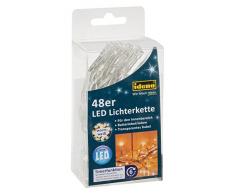 Idena Filo di luci LED da 48 LED, con timer, per interni, funzionamento a batteria, bianco caldo, lunghezza 4,26 m, 30437