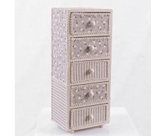 DiKasa Mini CASSETTIERA da APPOGGIO MDF Rivestita Tessuto Shabby Chic CM 12X10H30