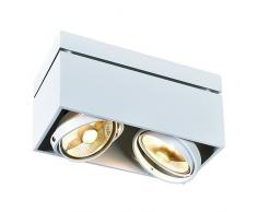 SLV Kardamod superficie quadrata doppio ES111 piazza plafoniera, 2x GU10, max 2x 75W, bianco 117 111