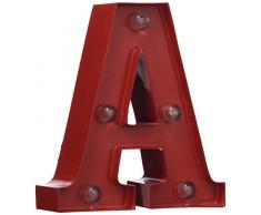 Pusher Mini Las Vegas Decorazioni Luminose per la Casa Letterina A, Metallo, Rosso, 6x4x10 cm