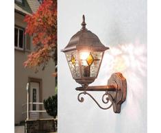 Lampada da parete antica da esterno Salisburgo con vetro in stile Tiffany rosso nero antico IP44 resistente alle intemperie E27 a 60W 230V nostalgica lampada da parete da esterno per cortile e giardino