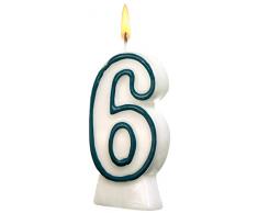 Susy Card - Candela con Numeri, 1 Pezzo Motivo 6 Verde