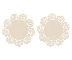 Premier Housewares 1203547 Set di 2 Tovagliette, Il Design Rosa, Feltro di Colore Avorio
