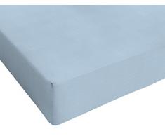 Italian Bed Linen Max Color Lenzuolo sotto a 1 Piazza e Mezza, 100% Cotone, Azzurro, Posto e Mezzo