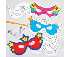 Baker Ross Maschere da Supereroe da Colorare, Otime per Carnevale (confezione da 6)