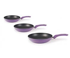 Excelsa Color Stone Set 3 Padelle, Alluminio Forgiato con Rivestimento Antiaderente, Lilla