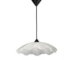ONLI Lampadario 1 Luce con Vetro Bordi Smerlati Effetto Graniglia, Bianco