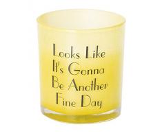 Candele DAurora Dalila Candela Profumata in Vetro Colorato con Frase Stampata, Cera, Giallo, 7.3x7.3x8 cm