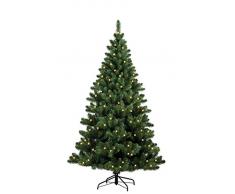 Forever Green 958936 Auburn, albero di Natale finto, 210 x 146 cm, con luci 250 LED, 866 punte di metallo, verde
