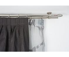 InCasa Bastone Doppio per Tende à 20 mm, L. 280 cm in Acciaio Satinato - Completo