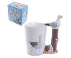Tazze e Tazzine Tazza Mug Colazione in Ceramica con Manico Gabbiano su Palo