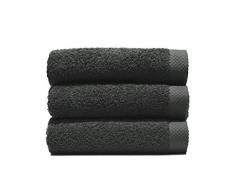 Home Basic - Set 3 Asciugamani: ospite 33x50 cm, Viso 50x100 cm e Telo 100x150 cm, Colore Grigio