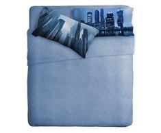 Ipersan Skyline Completo Letto 100% Puro Cotone, Azzurro-Blu, Singolo