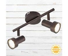 BrilonerÂ âÂ Lampada da soffitto LED, lampada da soffitto con 2Â girevole e orientabile BAREN Spot, GU10, incluso 2Â X 3Â W, Metallo, dimensioni: 27.5Â x 12Â cm, colore: rame antico
