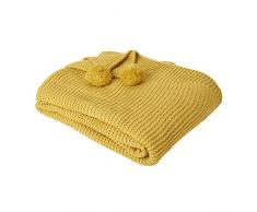 Dreamscene, Coperta Grande Lavorata a Maglia, Spessa e Calda, 150 x 180 cm, Giallo Senape, 150 x 180 cm