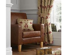 Curtina Burford Opulent floreale jacquard fermatenda, rosso/oro
