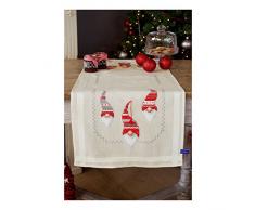 Vervaco Centrotavola 0155966 Kit per punto croce, punto croce prestampato, cotone, bianco, 40 x 100 x 0,3 cm