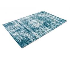LIFA LIVING - Tappeto da Salotto e Camera da Letto, 80 x 150 cm, Stile Vintage, Motivo Orientale, in Morbida Lana, Colore: Azzurro