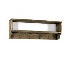 Geko Mensola Parete con 4Â Ganci, in Legno e Metallo, Colore: Marrone, 54Â x 10Â x 18Â cm