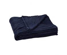 Relaxdays 10020751_193 Soffice Coperta, Grande Pile Lavabile a 30Â°C Asciugabile in Asciugatrice HLP: 1 x 150 x 200 cm Blu Scuro