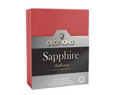 DecoKing con angoli elasticizzati 180Â x 200Â âÂ 200Â x 220Â cm Lenzuolo matrimoniale con angoli Jersey di cotone panno Sapphire Collection, Cotone, rot, 160 x 200 - 180 x 200 cm