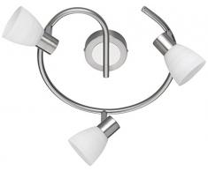 Trio Leuchten Trio 871590307 Carico Faretto LED, 3x3.5 Watt, Nichel Opaco/Bianco Spazzolato, 29.5 cm G9, 3.5 W, Unica