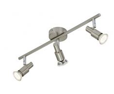 Briloner Leuchten 2907Â âÂ 032Â A +, Faretto da soffitto, lampadina a LED, lampada da soffitto, faretti, lampada, salotto in metallo, 3Â W, in nichel opaco, 47,5Â x 8Â x 12Â cm