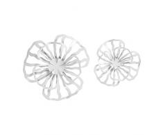 Ostaria Ninfea Decorazione da Parete, Metallo, Bianco, 54Â x 6Â x 30Â cm, 2Â Pezzi