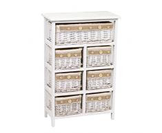Vacchetti Giuseppe 4119070000 Mobiletto Nadia Cassettiera 1 e 6 Cassetti, Vimini, Bianco, 50x25x76.6 cm