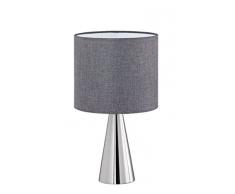 Trio Leuchten Cosinus Trio 506500107 Coseno Lampada da Tavolo, Nichel Opaco, Paralume in Tessuto Grigio E14, 40 W