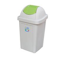 House&Style Casalinghi Pattumiera Basculante, Fusto Grigio e Coperchio Rosso, 35 x 35 x 70 cm, 4 UnitÃ