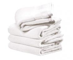 iDesign Spa Bagno con Fascia Intrecciato, Kit Piccoli Cotone 100%, Set da 4 Asciugamani Viso e Corpo con Nastro per Appendere, Bianco, 71,1 cm x 40,6 cm x 0,3 cm, 4 unitÃ 