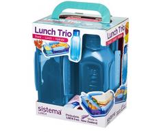 Sistema Confezione 2 Porta Pranzo 975/410 ml con Bottiglia 475 ml, Polipropilene, Assortiti, 19.7 x 15.8 x 5.85 cm, 3 unitÃ 