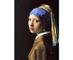 Legendarte P-091 Quadro di Jan Vermeer - La Ragazza con lOrecchino di Perla, Stampa digitale su tela, Multicolore, cm. 80 x 110