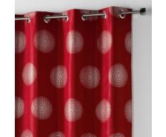Douceur dIntérieur - Tenda con occhielli, in poliestere, con stampa, argento, atomo, 260 x 140 cm, ceramica, rosso, 140 x 260 cm