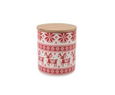 Villa dEste Home Tivoli 2423810 Scandinavia Barattolo con Tappo Legno, Gres, Rosso, Taglia Unica