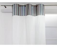 Soleil docre 031682 Tenda jacquard in cotoneSTRIPES Blu con occhielli diSoleil dOcre