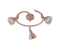 Briloner Leuchten Lampada da soffitto con 3 faretti girevoli e orientabili in Stile retrÃ²/Vintage. GU10, 3 W, Rame, 28 x 28 x 17 cm